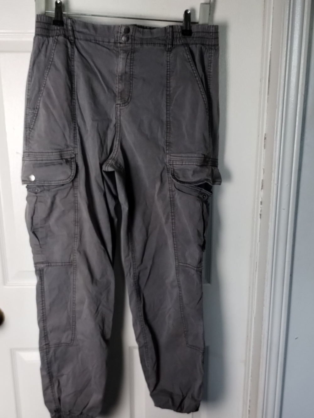 Garage Charcoal Grey High-Waisted Cargo Jogger Pants - Size Large